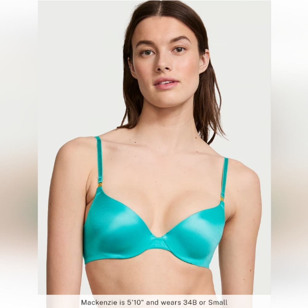 VS Very Sexy Icon Smooth Push Up Demi Bra Aqua Sea NWT NIP - Picture 3 of 5